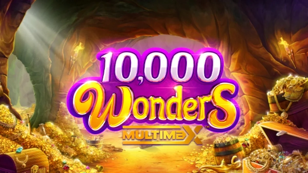 Interface visual do slot 10,000 Wonders Multimax com elementos temáticos orientais