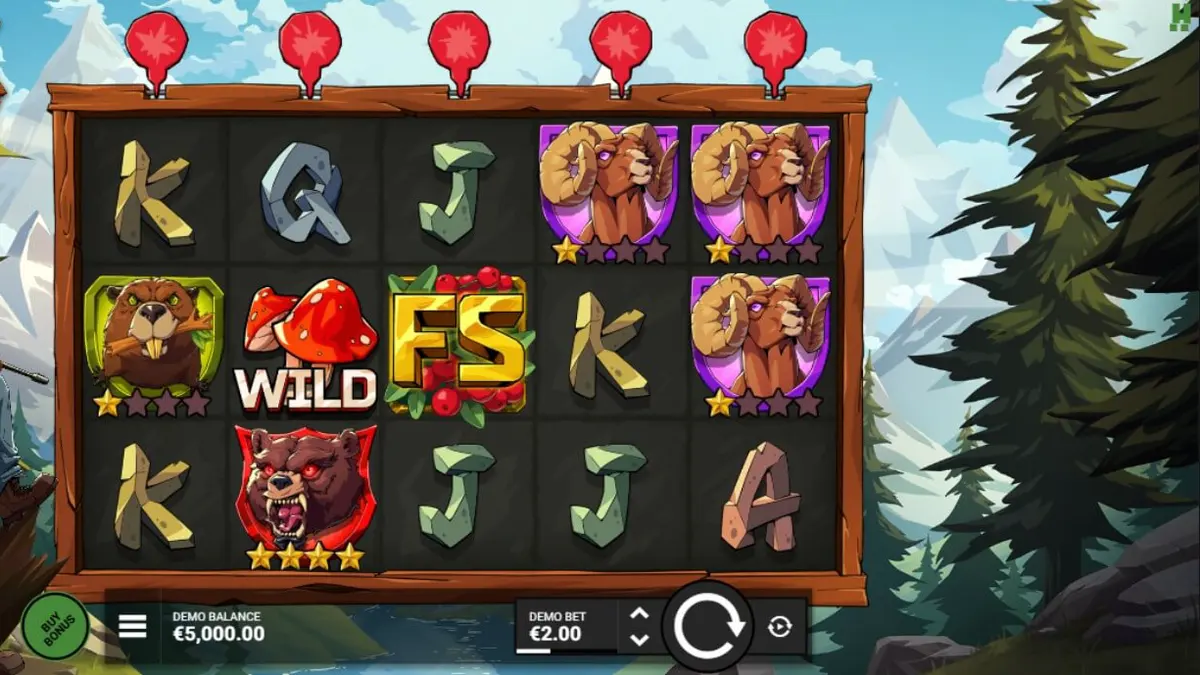 Cenário montanhoso e selvagem do slot Great Game Rockies